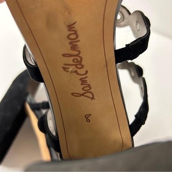 Sam Edelman Black Suede and Grommet Cage Heels 8 - Picture 9 of 9